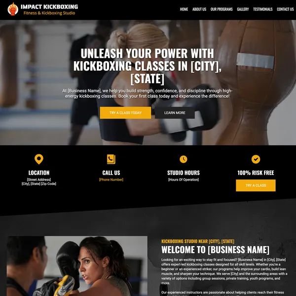 Examples kickboxing studio website design theme original original